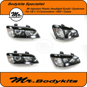 Gloss Black Headlight Eyelid Eyebrow For Holden Commodore/Calais/Berlina VE 1 / 2