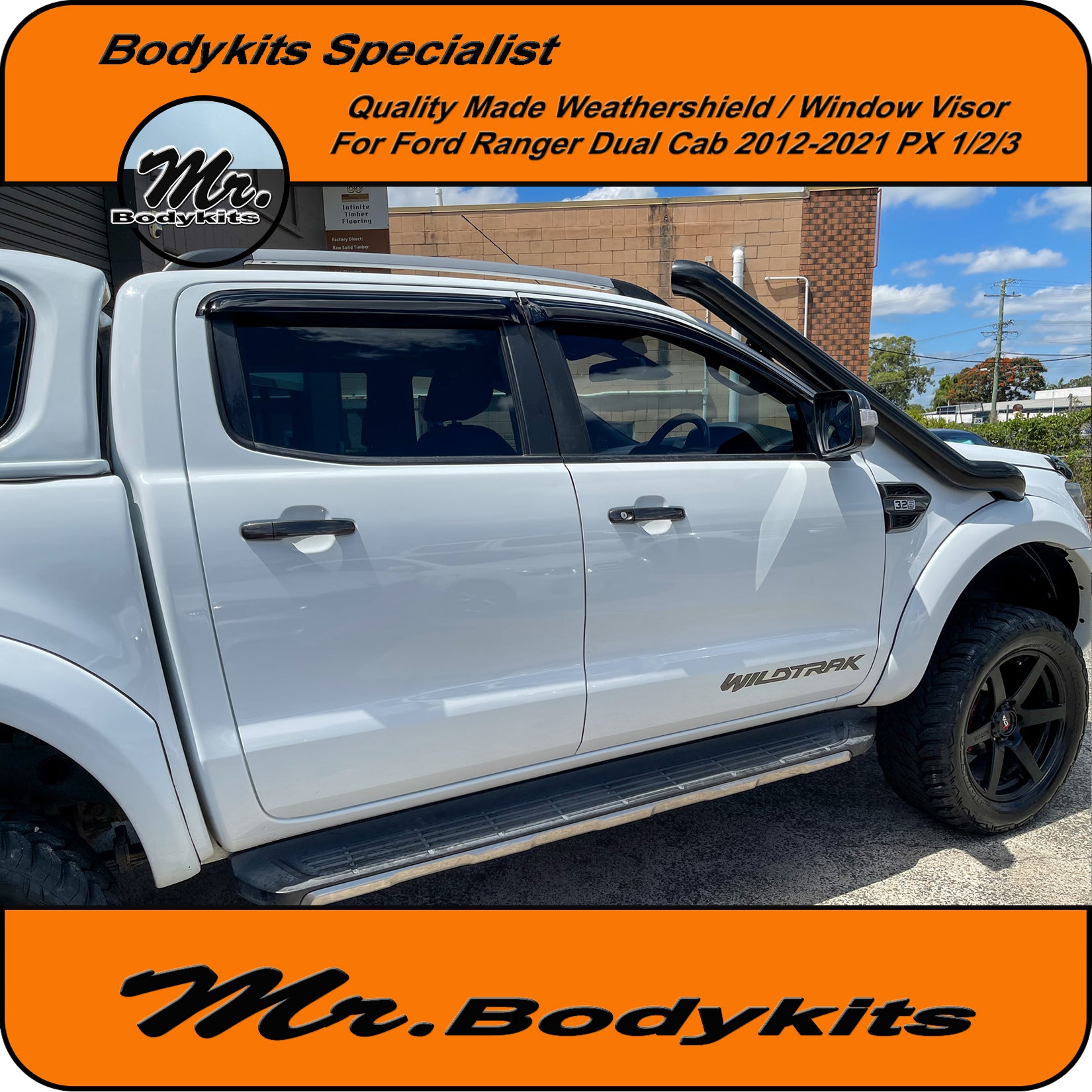 Mr Bodykits Quality Weathershield Window Visor- Ford Ranger Dual-Cab 2