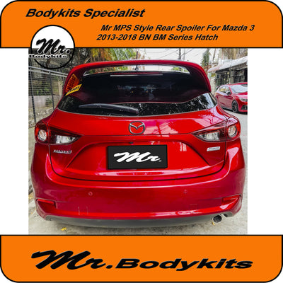 Mr Bodykits MPS Plastic Made Rear Spoiler Wing For Mazda 3 2013-2018 Hatch BM BN