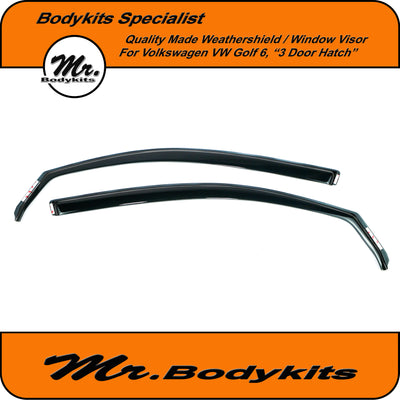 Mr Bodykits Quality Weathershield Window Visor For Volkswagen Golf 6 (3 Door Hatch, Set of 2) 2009-2013