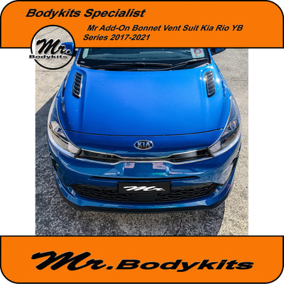 Pair of add-on plastic made bonnet vent suit KIA Rio 2017-2021 YB, bodykits