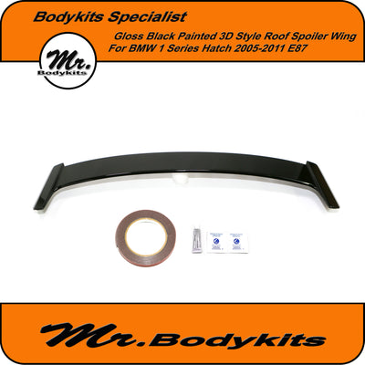 Gloss Black Painted 3D Style Roof Spoiler Wing For BMW 1 Series Hatch 2005-2011 E87