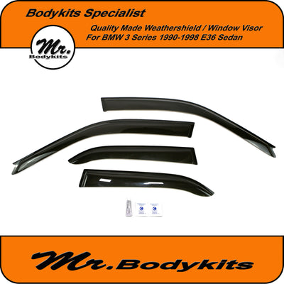 BMW E36 3 Series Sedan Weathershields Window Visors For 1990-1998 (Set of 4)