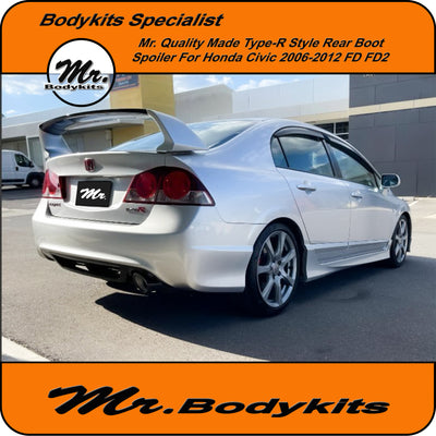 Honda Civic FD Plastic Type-R Style Rear Boot Spoiler Wing For 2006-2012 FD 8th Gen Sedan