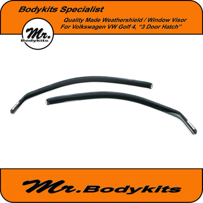 Mr Bodykits Quality Weathershield Window Visor For Volkswagen Golf 4, (3 Door Hatch, Set of 2) 1998-2003