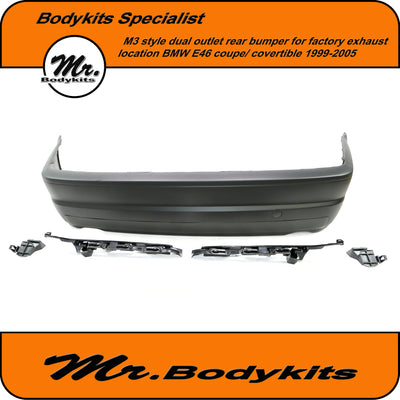 M3 Style With Factory Exhaust Location Rear Bumper Suit BMW E46 2D Coupe / Convertible 99-05
