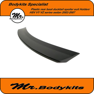 Holden Commodore VY VZ / Calais / Berlina Plastic Rear Boot Ducktail Spoiler (Unpainted Matte Black / Gloss Black) by Mr Bodykits
