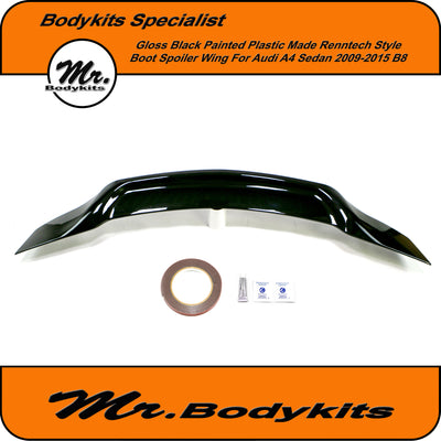 Mr. Gloss Black Painted Renntech Rear Boot Spoiler Wing For Audi A4 2009-2015 Sedan B8