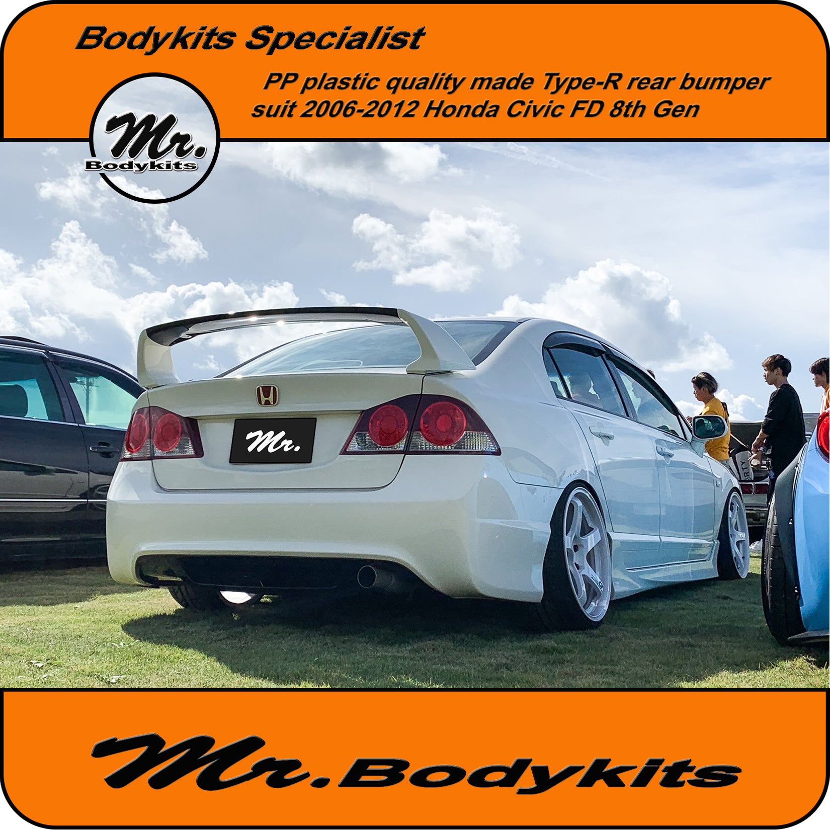 06 Honda Civic Rear Bumper Type-R Style Plastic Full Rear Bumper For Honda Civic FD 2006-2012 Sed