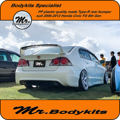 Honda Civic FD Type-R Style Plastic Full Rear Bumper For 2006-2012 Sedan 8th gen