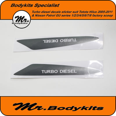 Turbo Diesel Decal Sticker Suit Factory Bonnet Scoop on Toyota Hilux 2005-2011