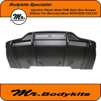 PSM Style Rear Bumper Diffuser For Mercedes Benz AMG W205/S205 C63 C43 ,4/5Door
