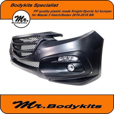 Plastic Knight-Sports Complete Front Bumper - Mazda 3 2016-2018 Sedan/Hatch BN