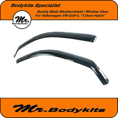 Mr Bodykits Quality Weathershield Window Visor For Volkswagen Golf 4, (3 Door Hatch, Set of 2) 1998-2003