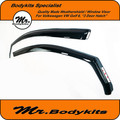 Mr Bodykits Quality Weathershield Window Visor For Volkswagen Golf 6 (3 Door Hatch, Set of 2) 2009-2013