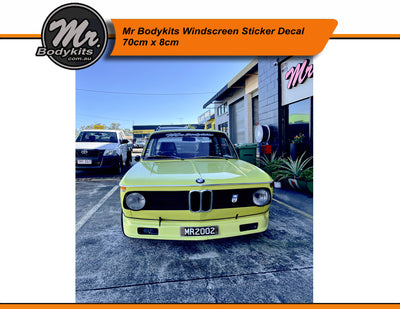 Mr Bodykits Windscreen Sticker Decal 70cm x 8cm, Grey On White Border.
