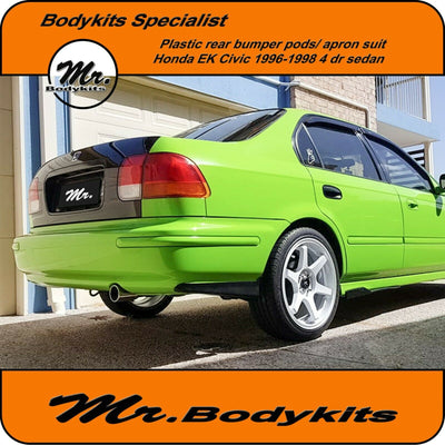 Plastic Mugen style rear bumper pod/apron Suit Honda Civic EK 1999-2000 4D Sedan