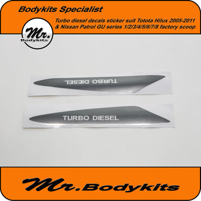 Turbo Diesel Decal Sticker Suit Factory Bonnet Scoop on Toyota Hilux 2005-2011
