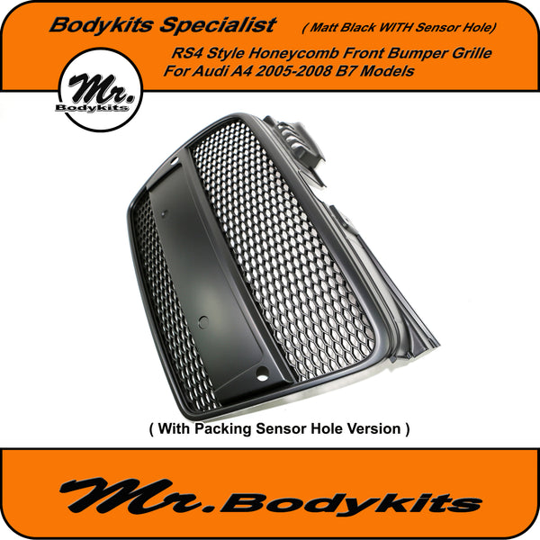 Good Go RS4 Style Chrome Frame Black Mesh Grille – For Audi A4 B7 (2005-2008)