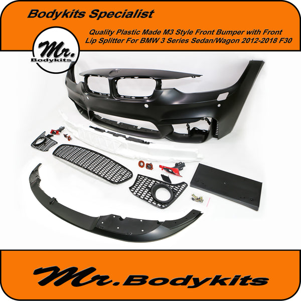 M3 Style Quality Made Front Bumper With Front Lip For BMW 3 Series F30 - Mr  Bodykits