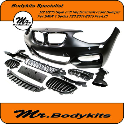 M2 M235 Style Full Replacement Front Bumper For BMW 1 Series F20 2011-2015 Pre-LCI