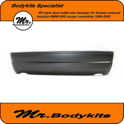 M3 Style With Factory Exhaust Location Rear Bumper Suit BMW E46 2D Coupe / Convertible 99-05