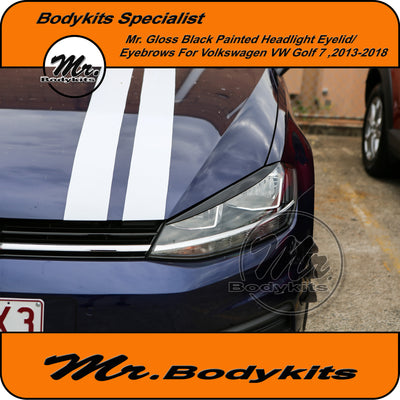 Gloss Black Headlight Eyelid Eyebrow For VW Volkswagen Golf 7 / 7.5 2013-2020