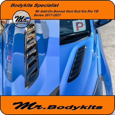 Pair of add-on plastic made bonnet vent suit KIA Rio 2017-2021 YB, bodykits