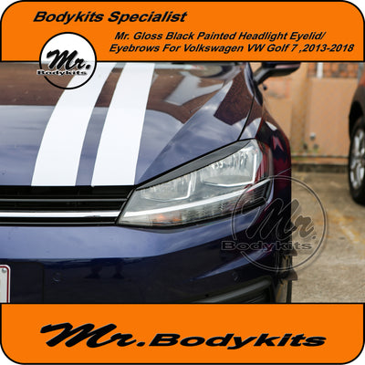Gloss Black Headlight Eyelid Eyebrow For VW Volkswagen Golf 7 / 7.5 2013-2020