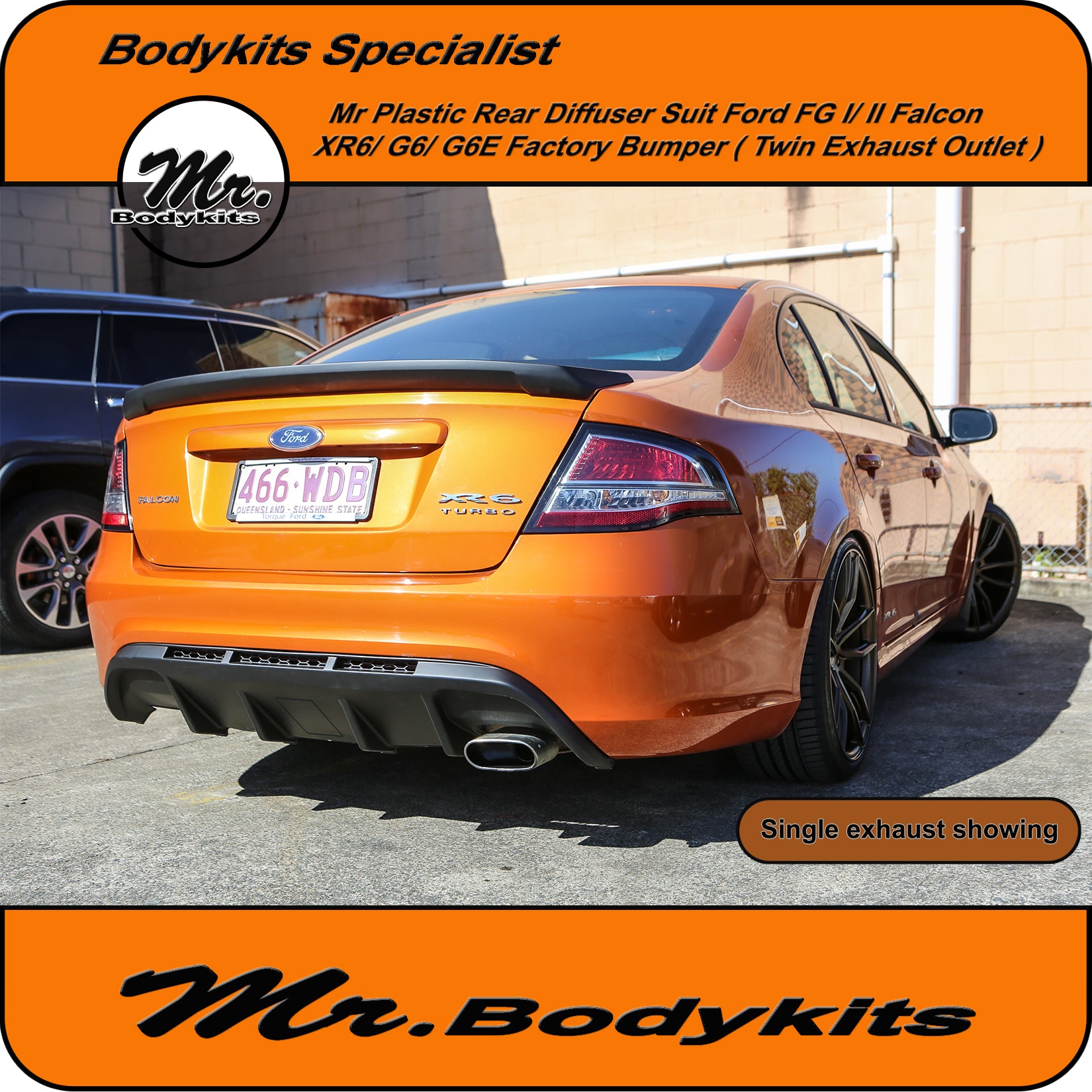 Mr Rear Bumper Diffuser Twin Exhaust Outlet For Ford Falcon FG XR & G6 ...