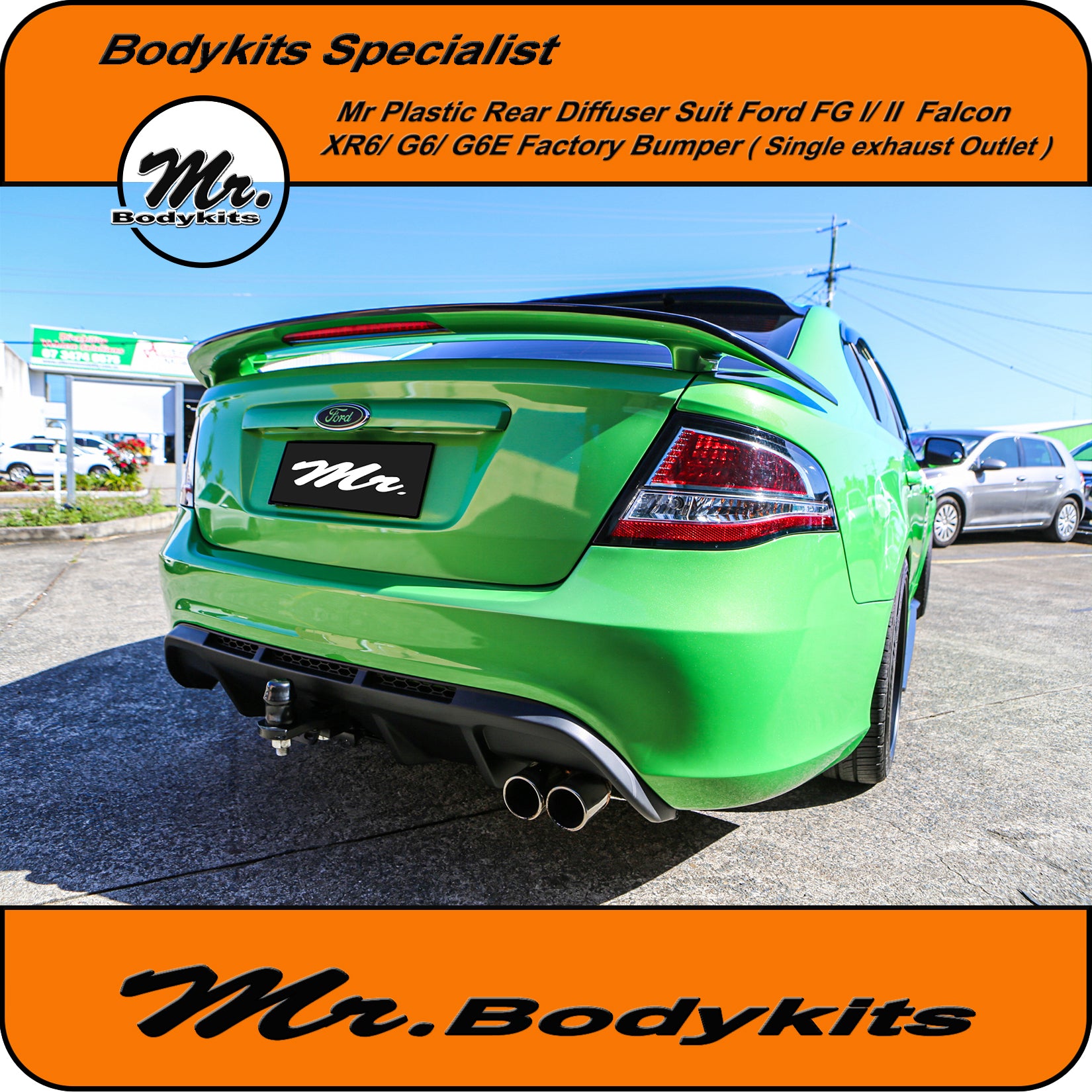 Mr Rear Bumper Diffuser Plastic Single Exhaust Outlet For Ford Falcon ...