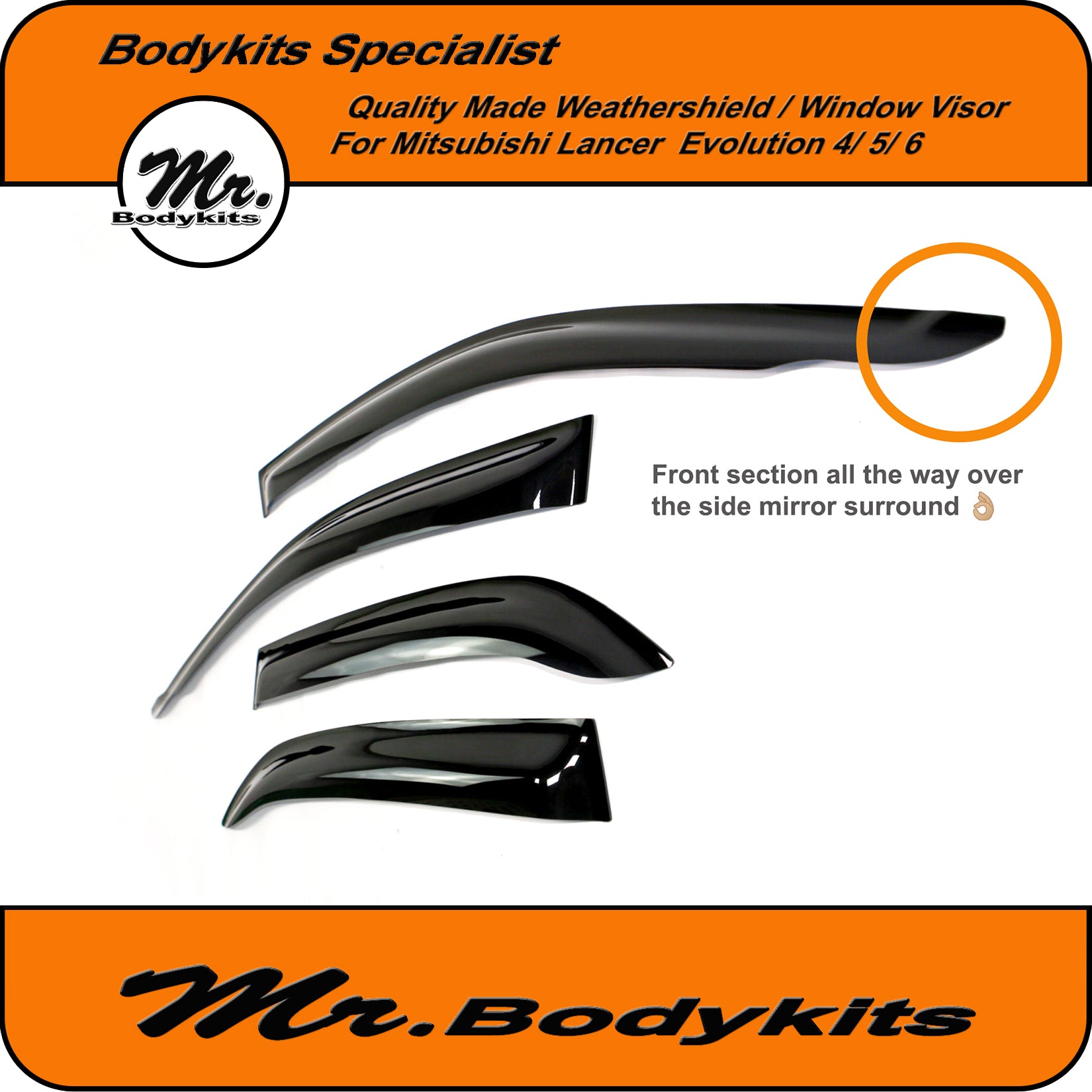 Mr Bodykits Quality Weathershield Window Visor For Mitsubishi Lancer S ...