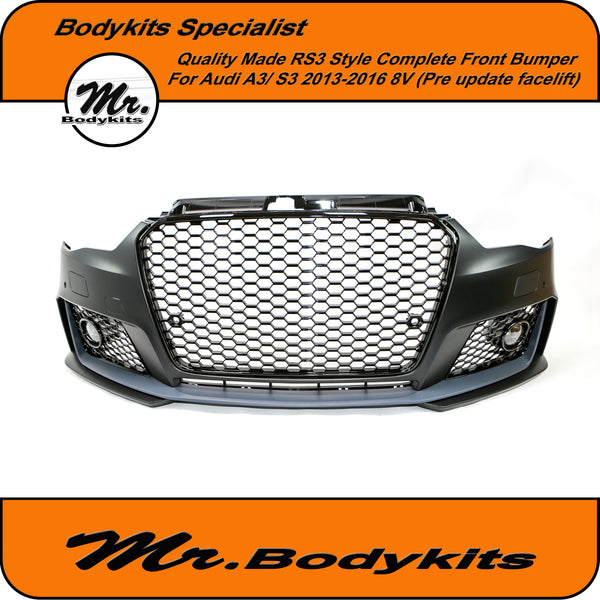 New RS3 Style Complete Front Bumper With Grille For Audi A3/ S3 Hatch - Mr  Bodykits