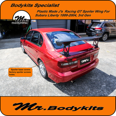 Plastic Made J's Racing plastic GT rear boot spoiler wing For Subaru Liberty 99-04, 3rd Gen