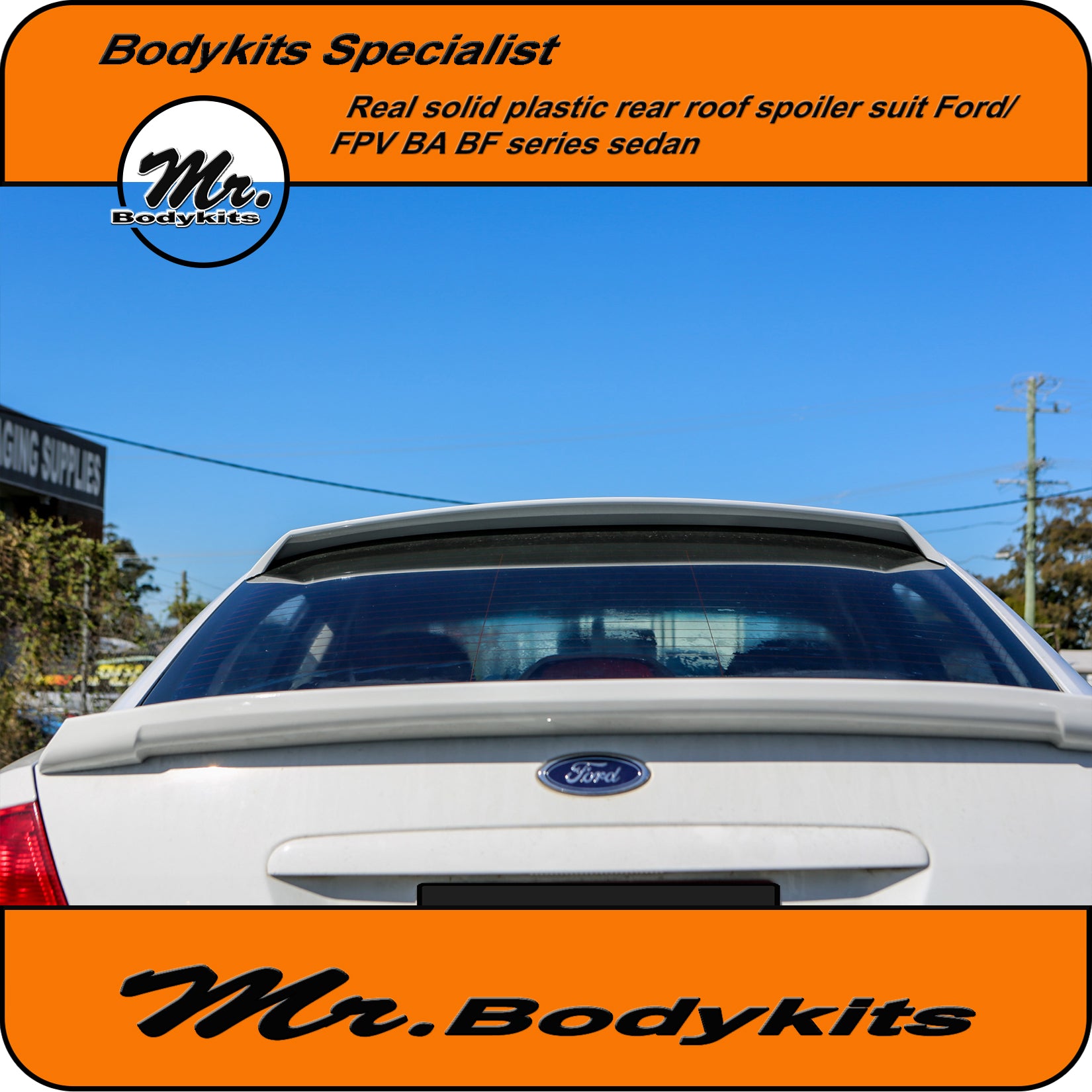 thumbnail image 2 of FG Falcon Rear Roof Spoiler – Mr Bodykits MRRSFG01 – Unpainted Black Plastic, FPV F6 GT GS GT-P 2 of 4