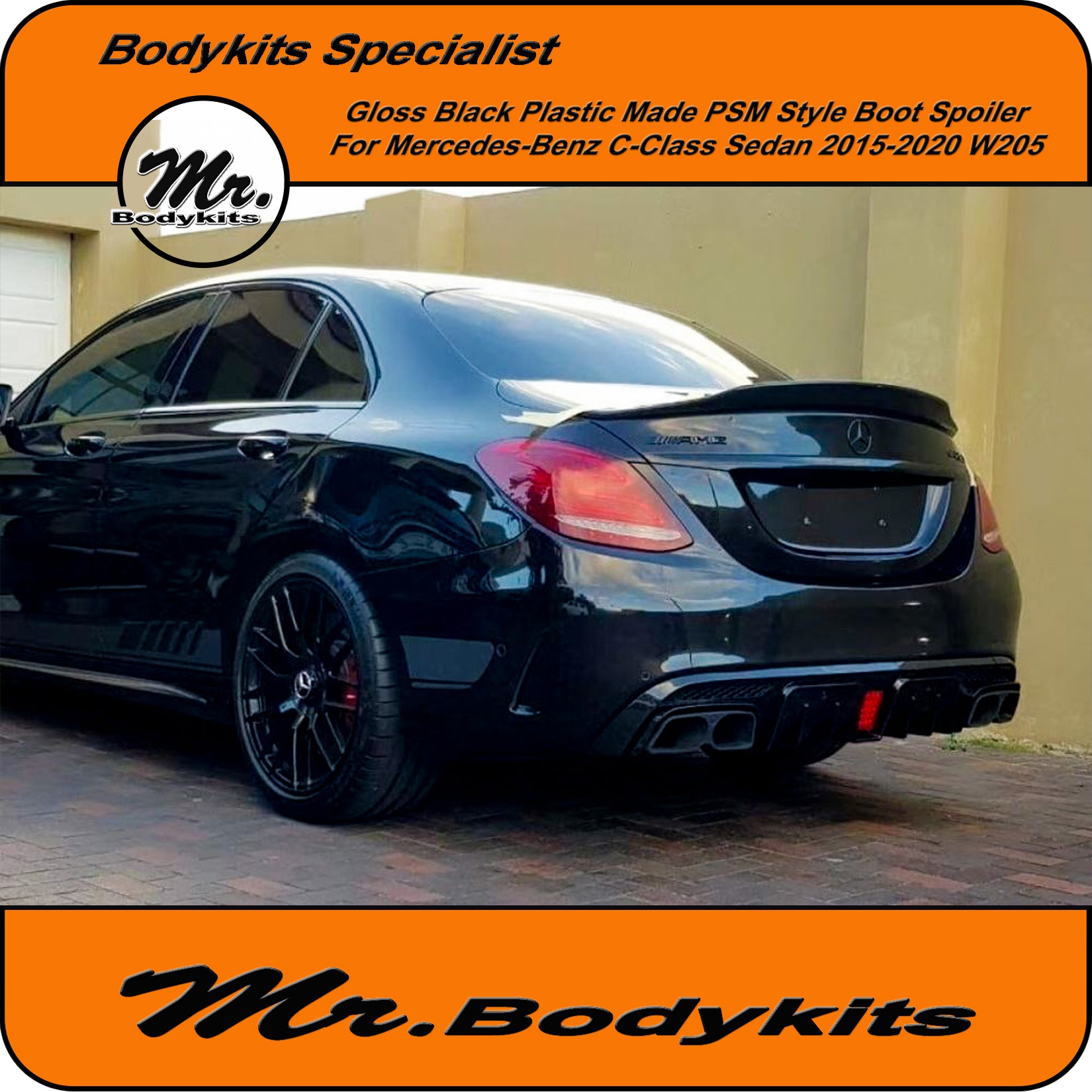 Gloss Black Finished PSM Style Rear Spoiler For Mercedes Benz C-Class - Mr  Bodykits