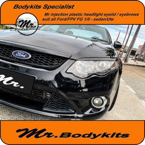 Ford FG Falcon Headlight Eyelids Eyebrows Suit XR6 / XR8 / G6 / G6E / XT 08-14 (Injection Plastic) - by Mr Bodykits