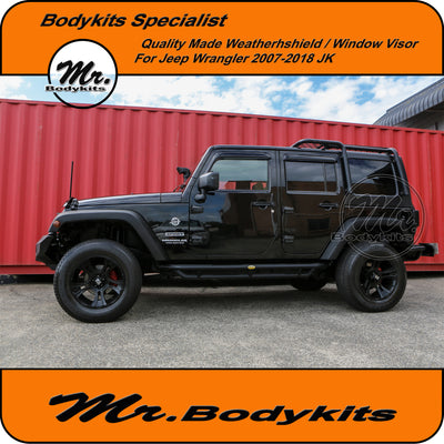 Mr Bodykits Quality Weathershield Window Visor For Jeep Wrangler 2007-2018 JK
