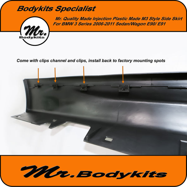 Mr Quality Made PP Plastic M3 Style Side Skirt For BMW 3 Series 2006-2 - Mr  Bodykits