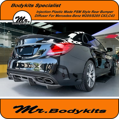 PSM Style Rear Bumper Diffuser For Mercedes Benz AMG W205/S205 C63 C43 ,4/5Door