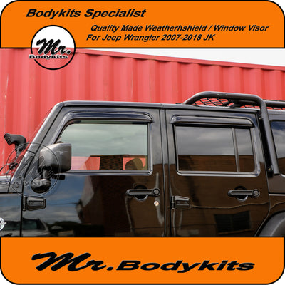 Mr Bodykits Quality Weathershield Window Visor For Jeep Wrangler 2007-2018 JK