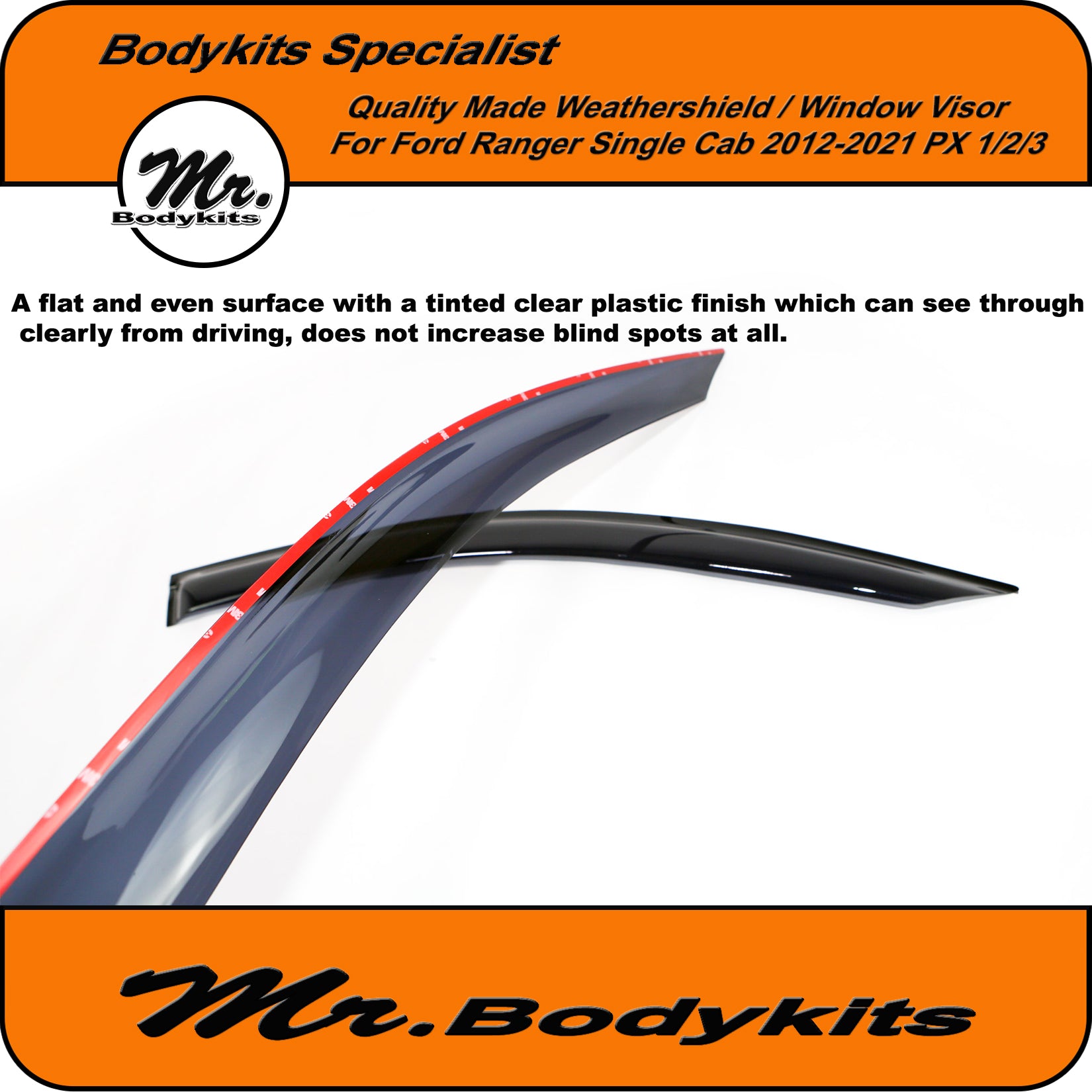 All Red Ranger Visors Mr Bodykits Quality Weathershield Window Visor for Ford Ranger Single ...