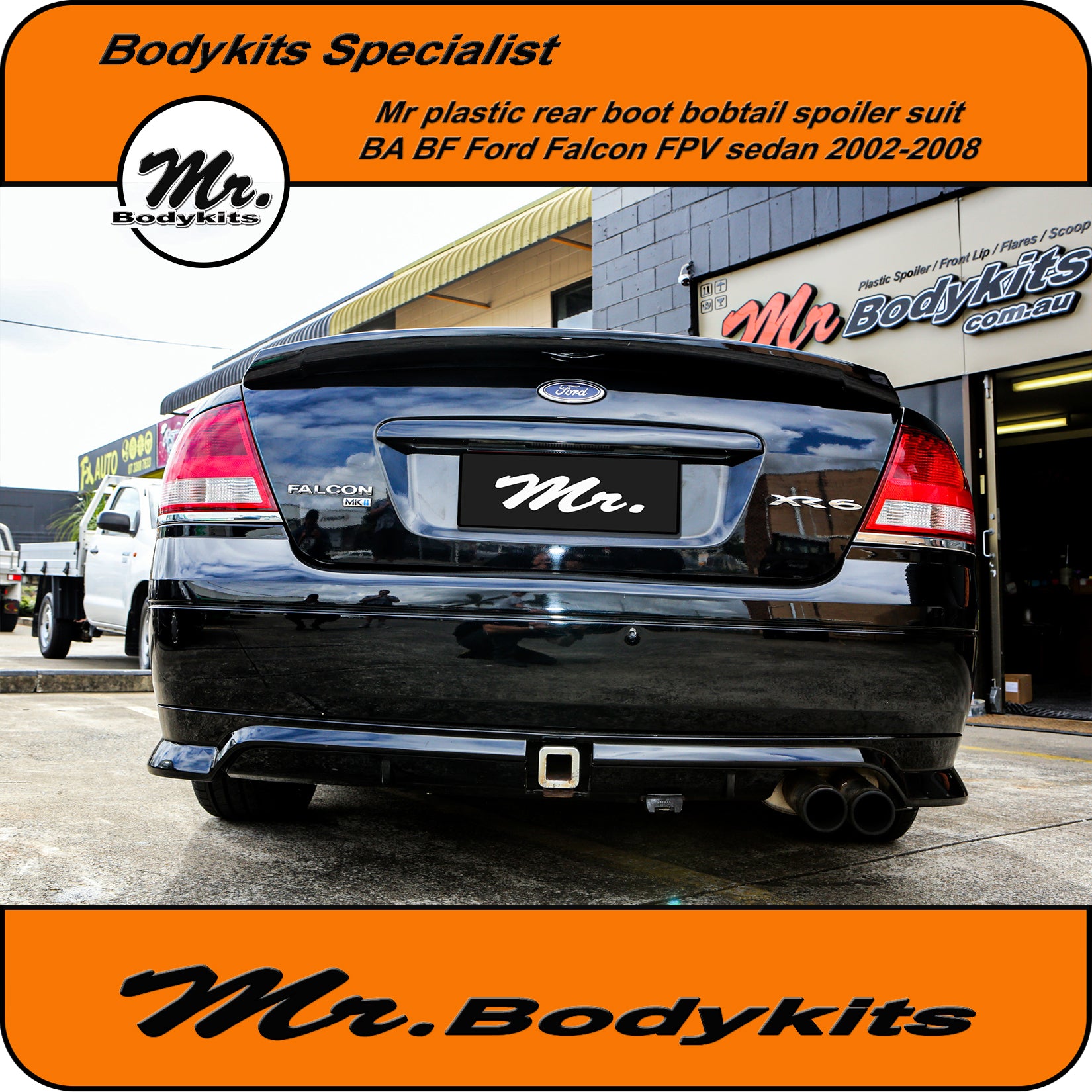 Ba Falcon Rear Mr Rear Boot Bobtail Spoiler Wing Plastic Unpainted Matte Black/Gloss ...