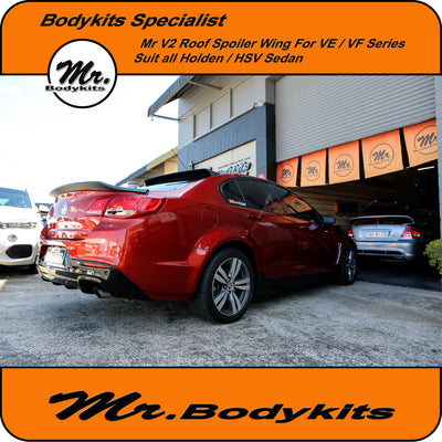 V2 Roof Spoiler Wing For Holden WM WN Caprice Statesman HSV Grange Sedan (Unpainted Matte Black / Gloss Black) by Mr Bodykits